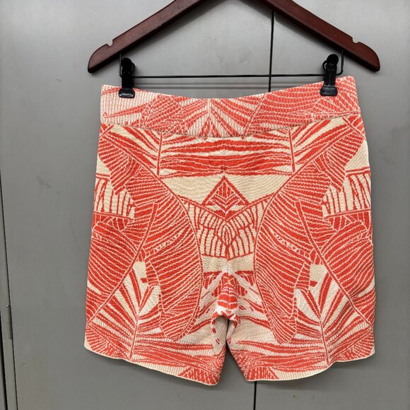 By Egreis Palm Tree Print Shorts Orange & Cream Boho Pull-On with Pockets Medium - Picture 2 of 10